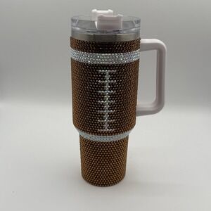 Live Love Gameday Bedazzled Football Tumbler Stainless Steel EUC NEW